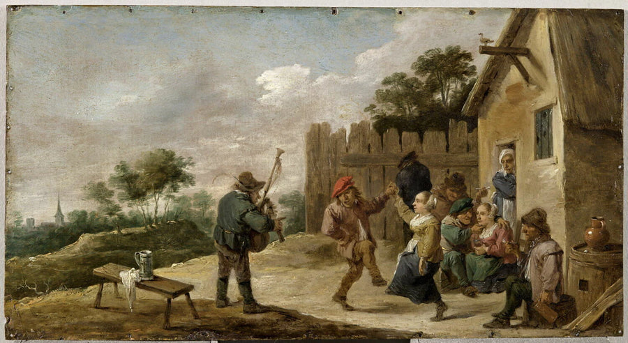 Danse au son de la musette avec huit personnages - David II Teniers