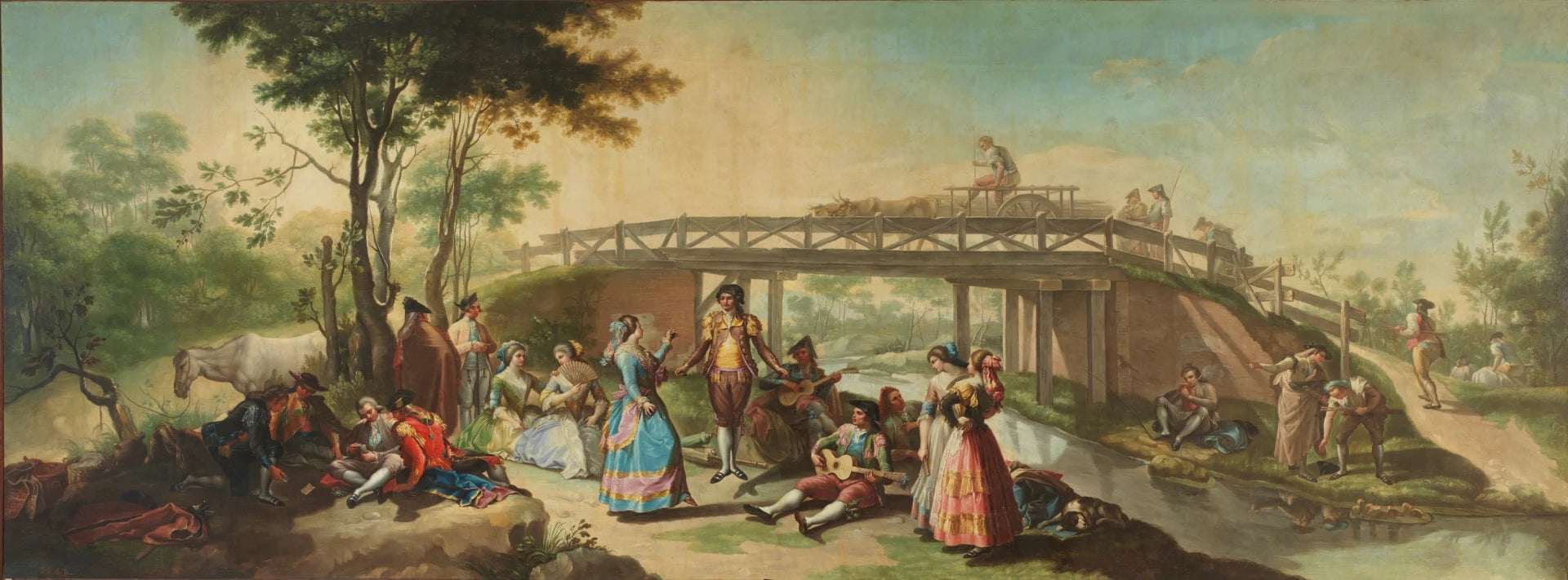 Une danse à côté d'un pont du canal de Manzanares - Ramón Bayeu
