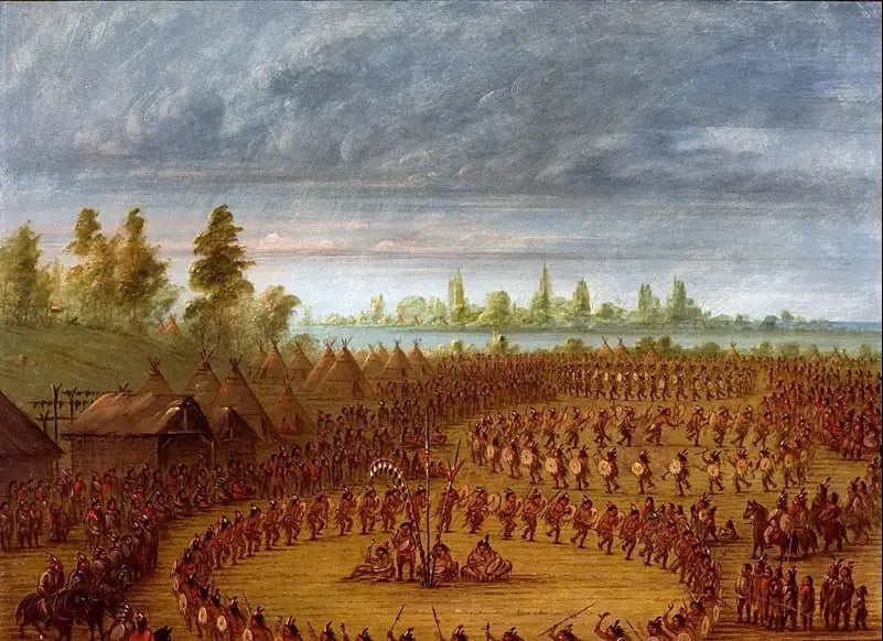 Danse de guerre des Apaches - George Catlin image 1 reproduction artisanale de tableau