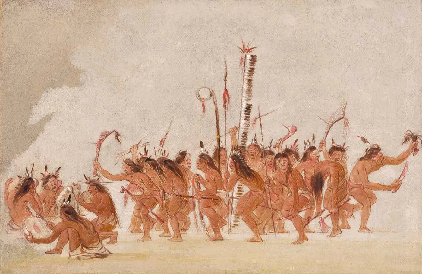 Danse des Braves, Ojibwa - George Catlin image 1 tableau peint à l’huile sur toile