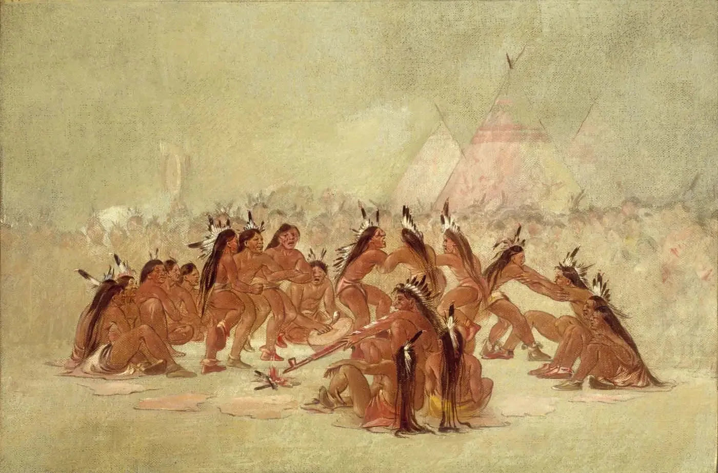 Danse du calumet, Assiniboine - George Catlin image 1 reproduction d’œuvre d’art à l’huile