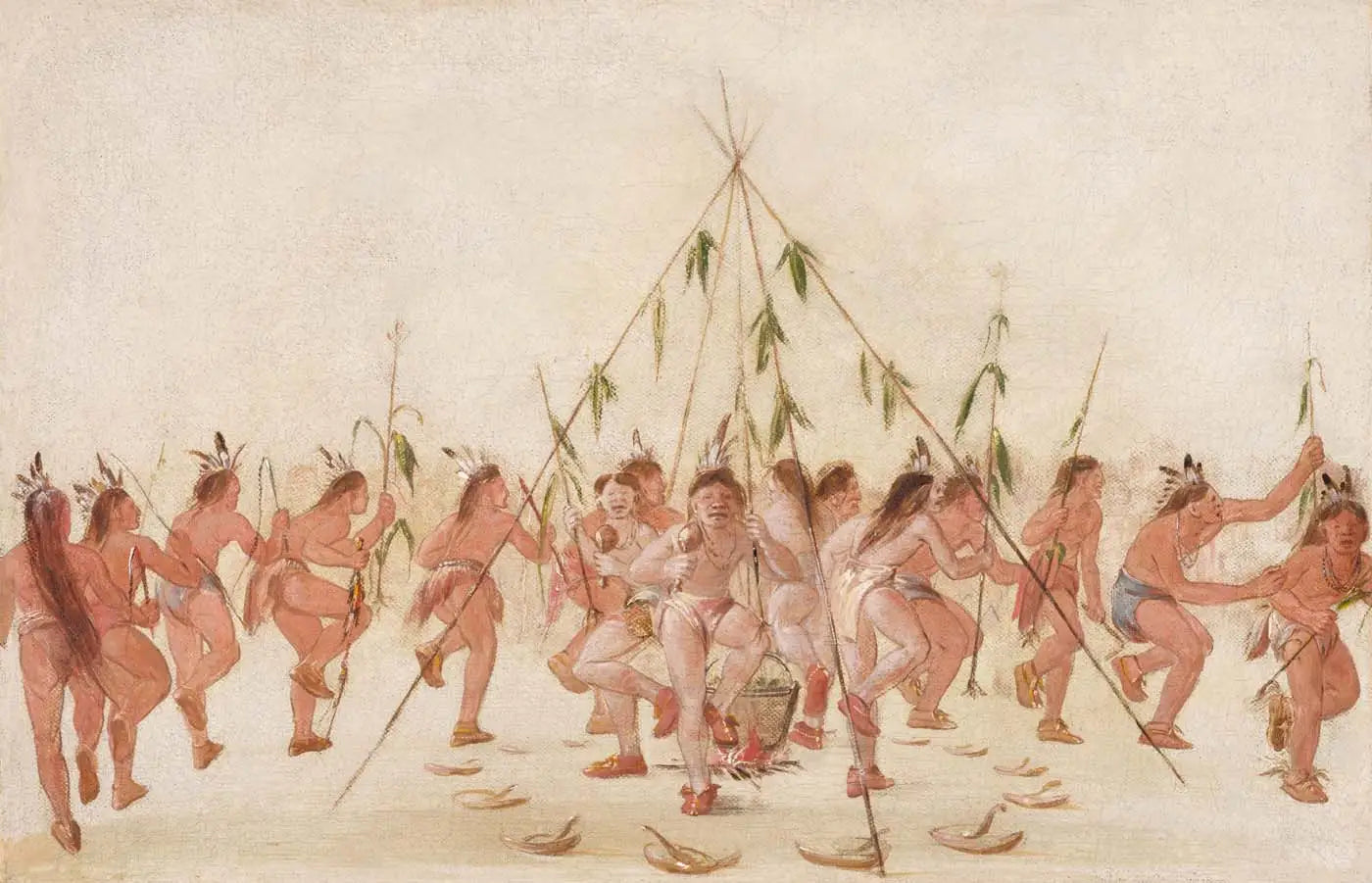 Danse du maïs vert, Hidatsa - George Catlin image 1 reproduction de peinture à l’huile
