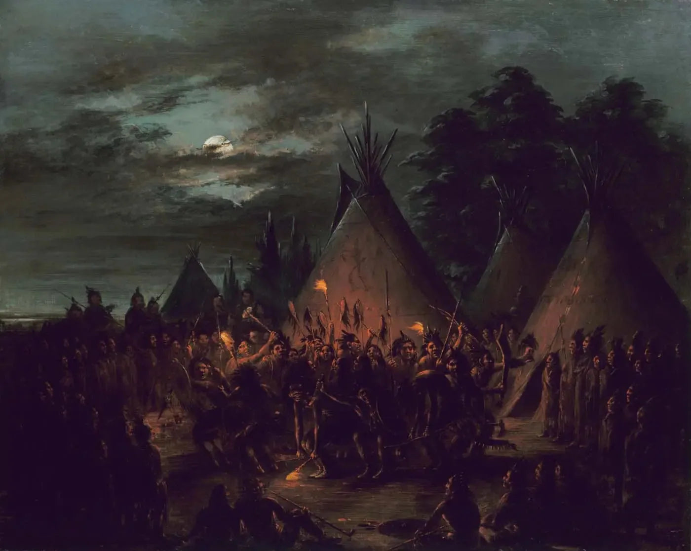 Danse du scalp, Sioux - George Catlin image 1 copie de tableau peinte à la main