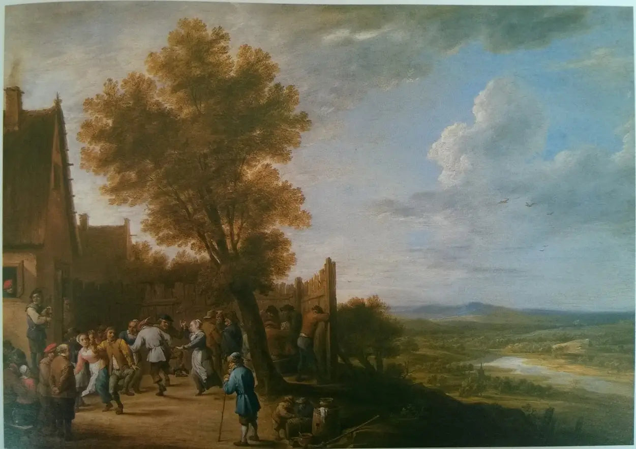Danse du village avec vue sur une rivière - David Teniers le Jeune image 1 reproduction réalisée par Alpha Reproduction