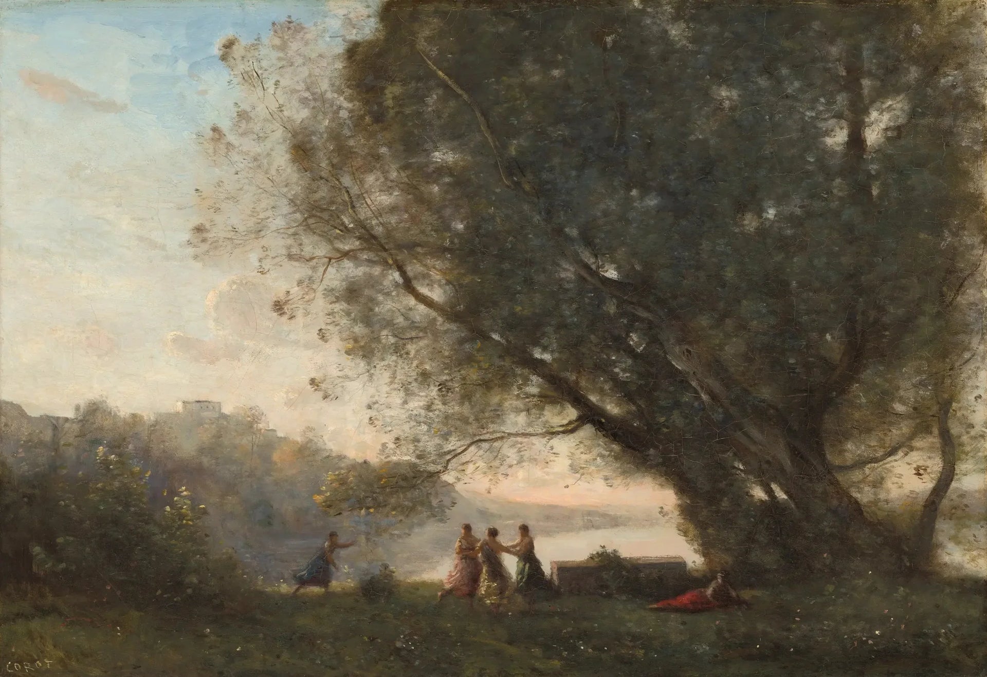 Danse sous les arbres au bord du lac - Jean-Baptiste Camille Corot image 1 reproduction artisanale de tableau