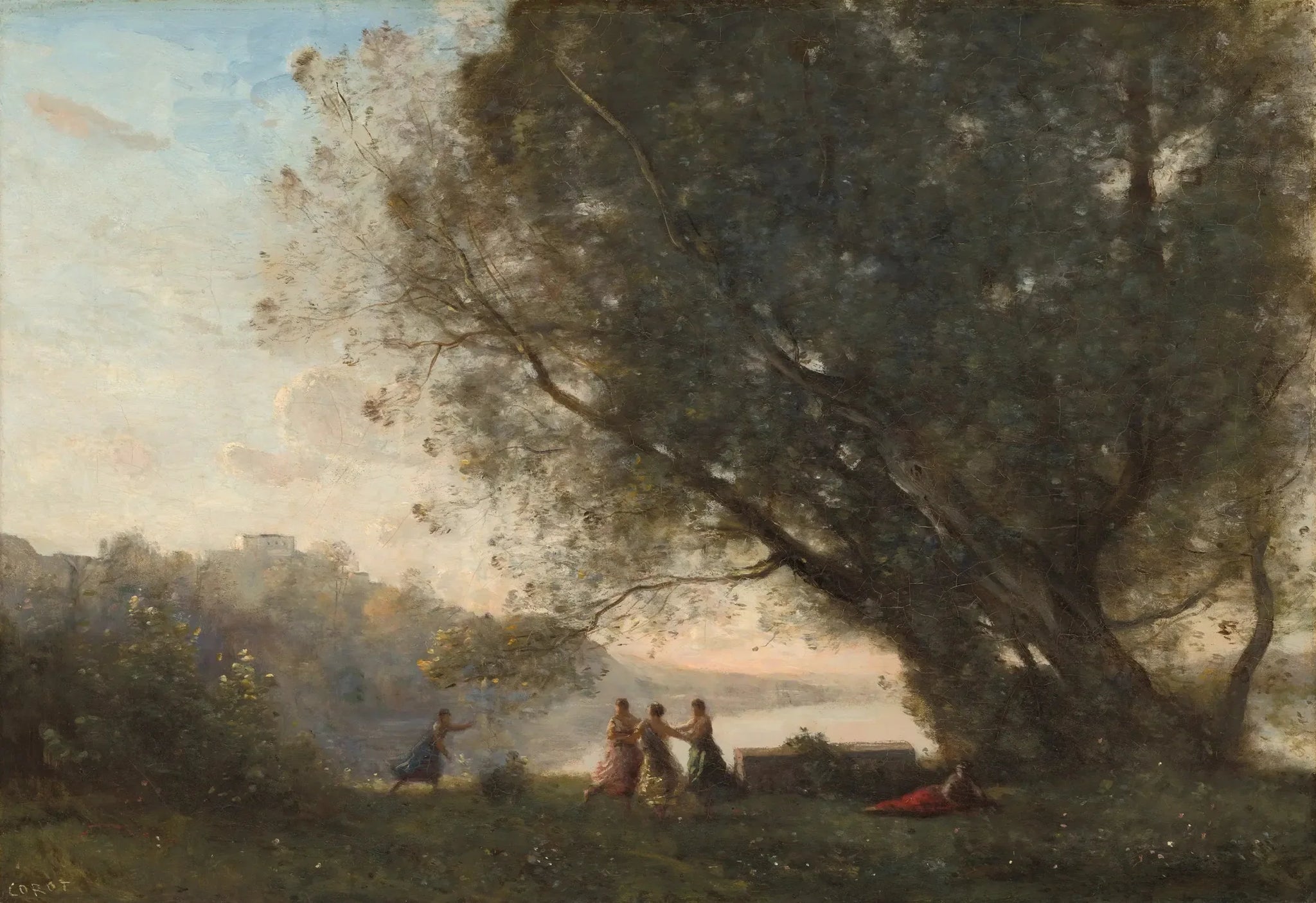 Danse sous les arbres au bord du lac - Jean-Baptiste Camille Corot image 1 reproduction artisanale de tableau