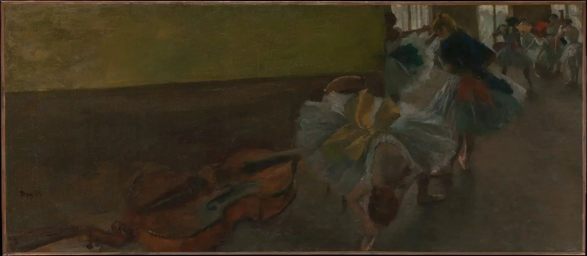 Danseurs dans la salle de répétition avec une contrebasse - Edgar Degas image 1 tableau peint à l’huile sur toile