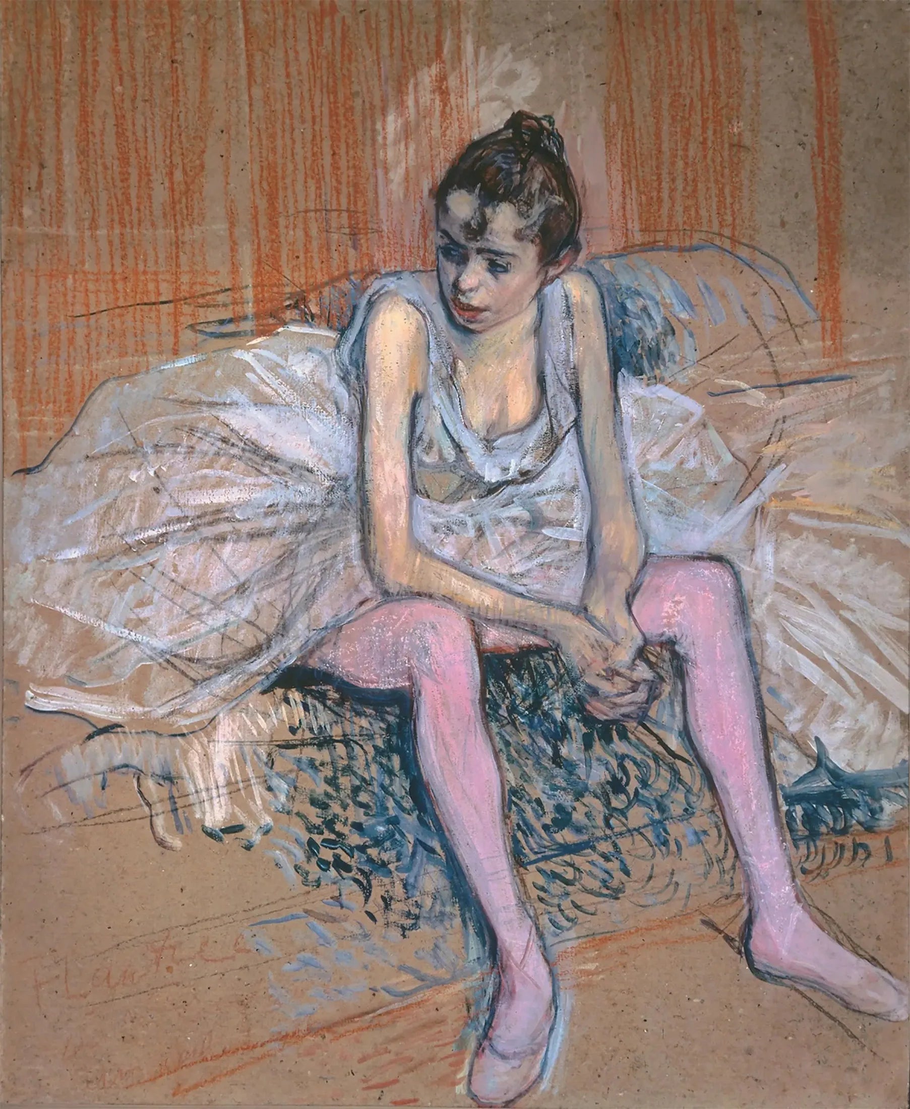 Danseuse assise aux bas roses - Henri de Toulouse-Lautrec image 1 copie de tableau peinte à la main