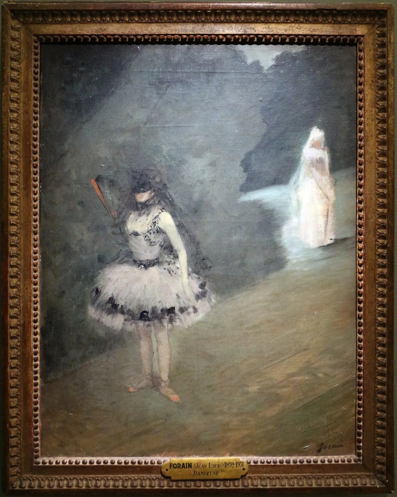 Danseuse debout derrière un portant de coulisse - Jean-Louis Forain