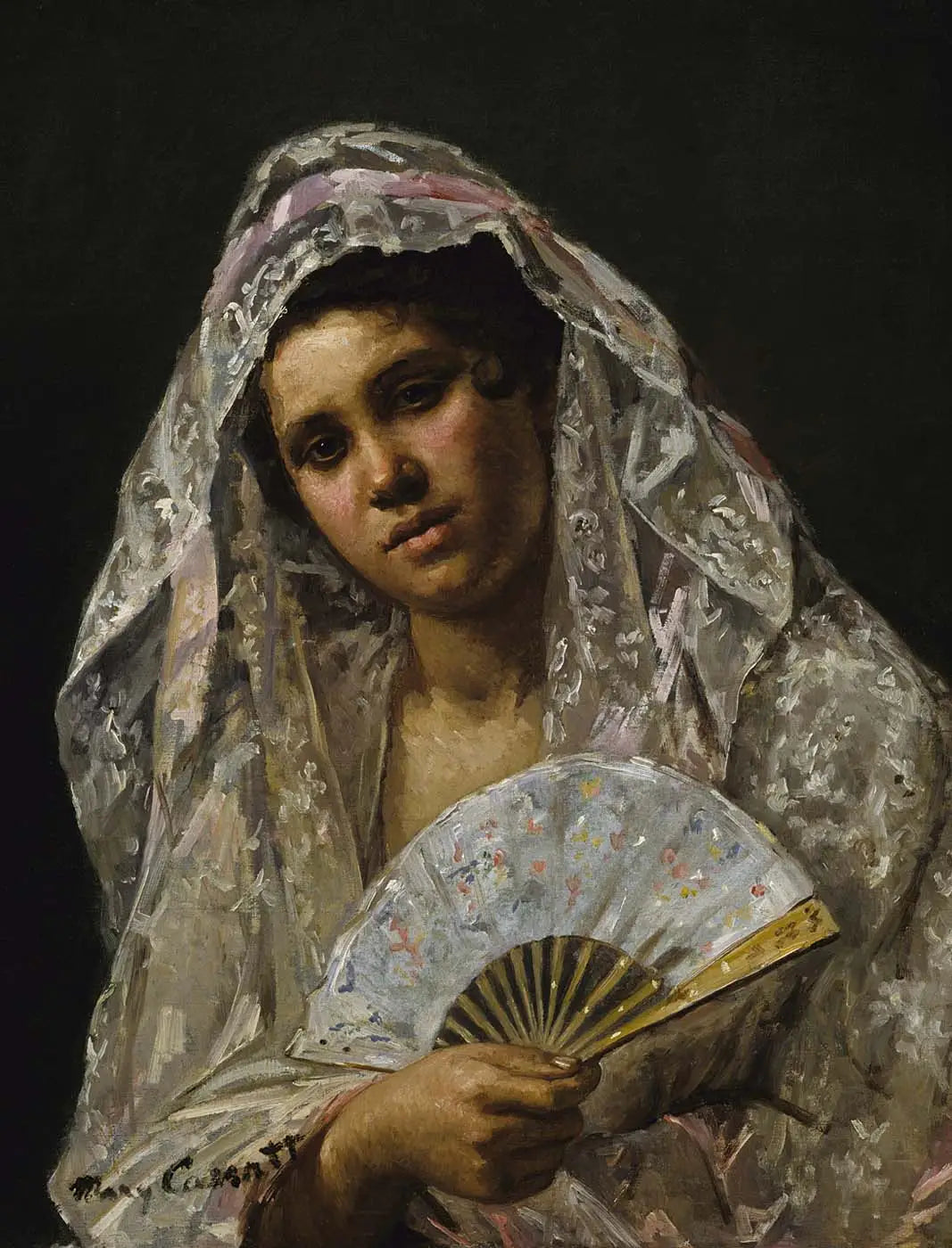 Danseuse espagnole portant une mantille en dentelle - Mary Cassatt image 1 copie de tableau peinte à la main