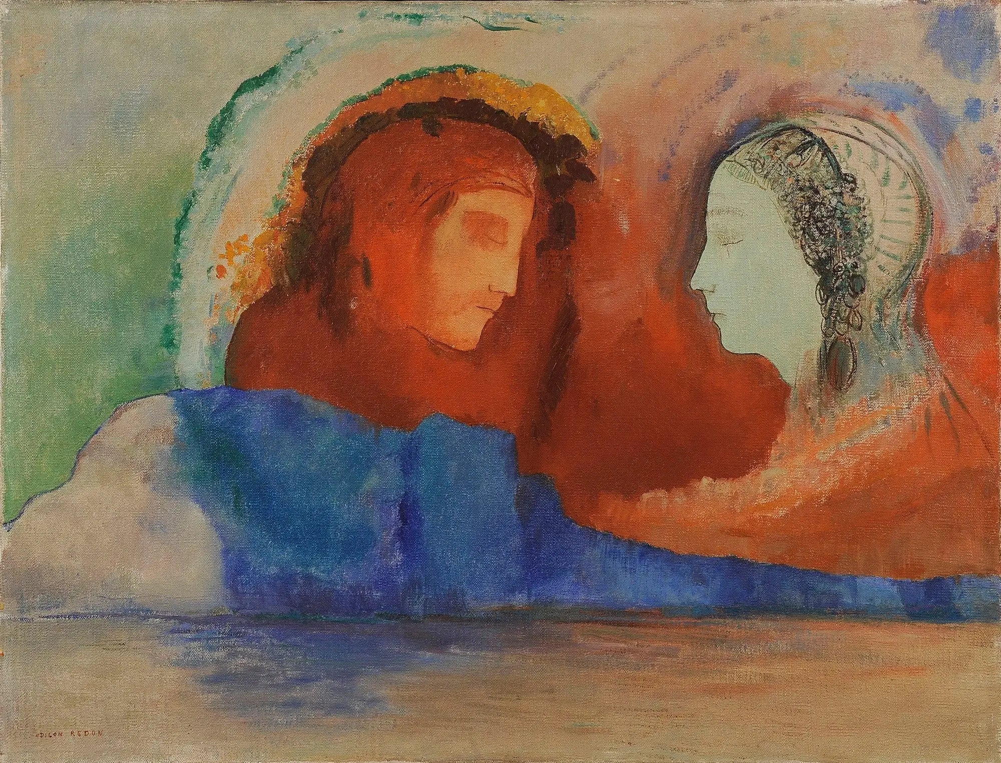 Dante et Béatrice - Odilon Redon image 1 reproduction artisanale de tableau