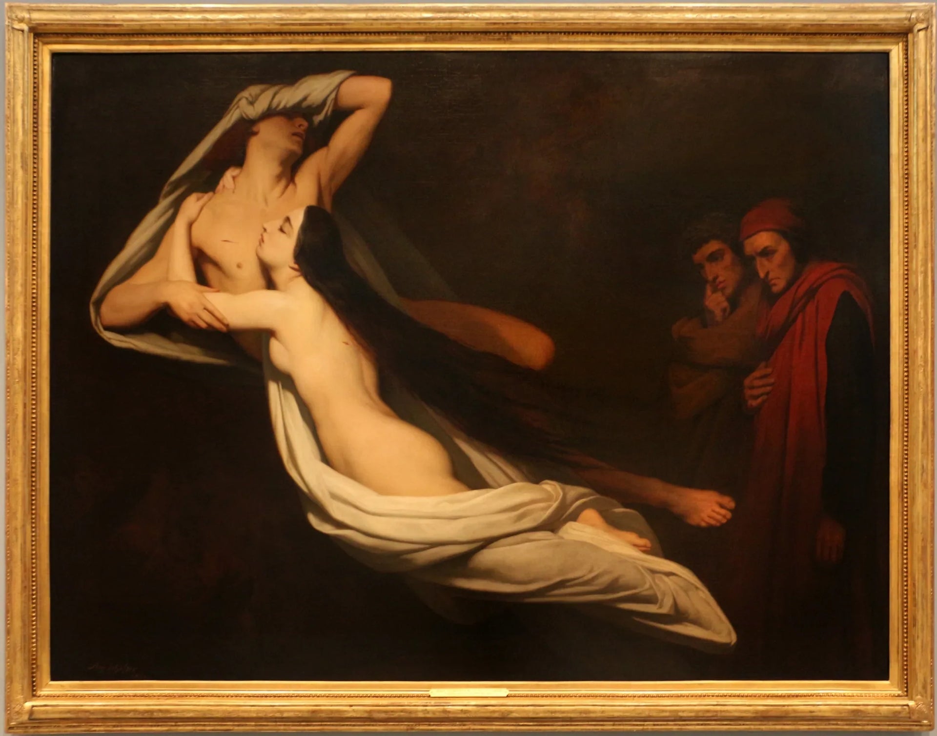 Dante et Virgile rencontrent les ombres de Francesca da Rimini et de Paolo Malatesta aux Enfers - Ary Scheffer image 1 reproduction artisanale de tableau