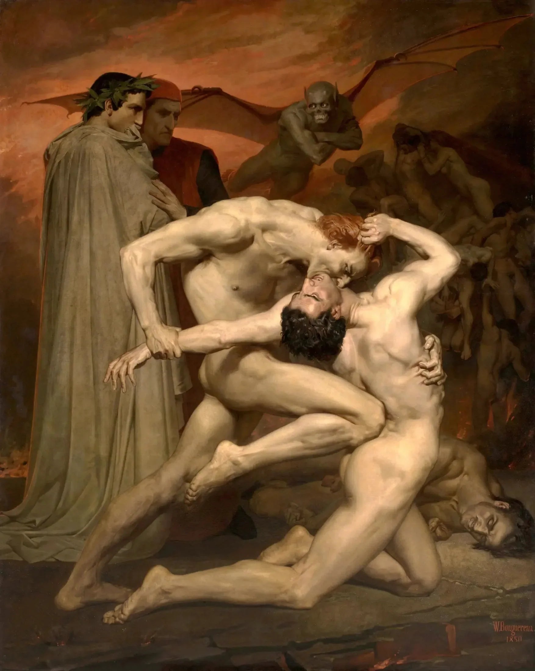 Dante et Virgille en Enfer - Bouguereau image 1 reproduction artisanale de tableau