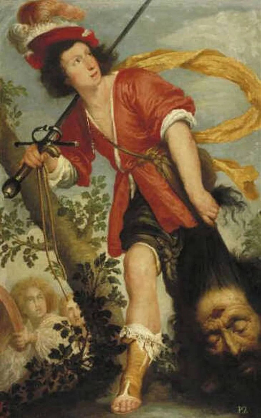 David avec la tête de Goliath - Bernardo Strozzi image 1 copie peinte à la main à l’huile