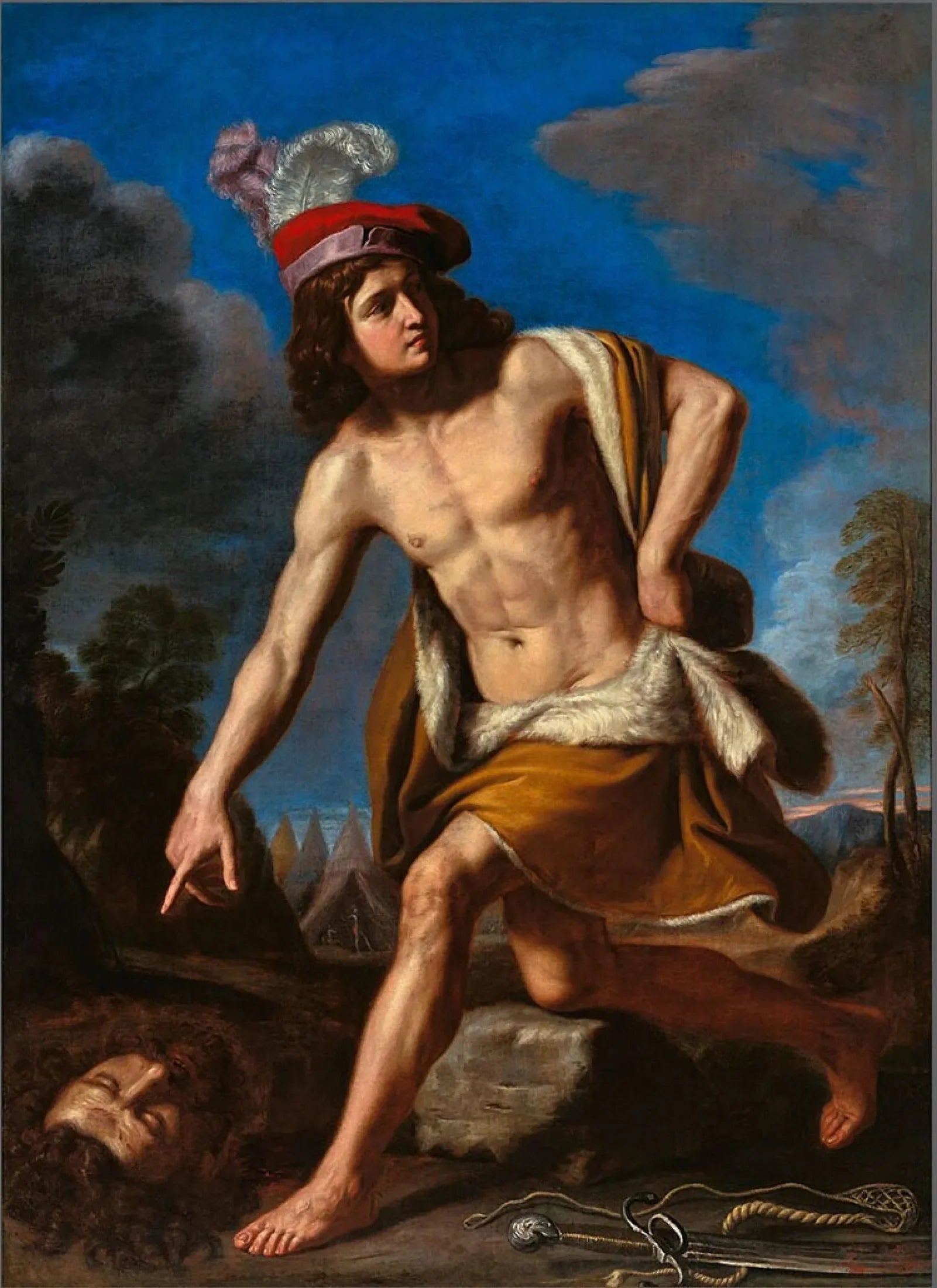 David avec la tête de Goliath - Guercino image 1 reproduction de peinture à l’huile