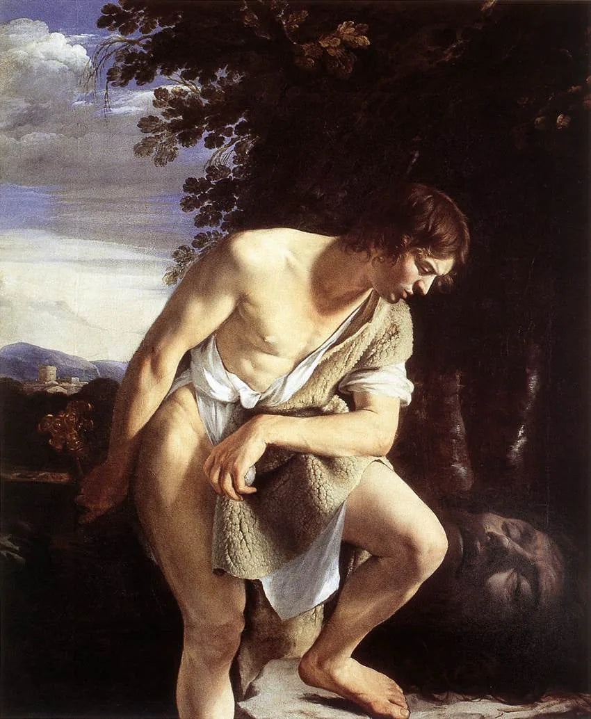 David contemplant la tête de Goliath - Orazio Gentileschi image 1 reproduction artisanale de tableau