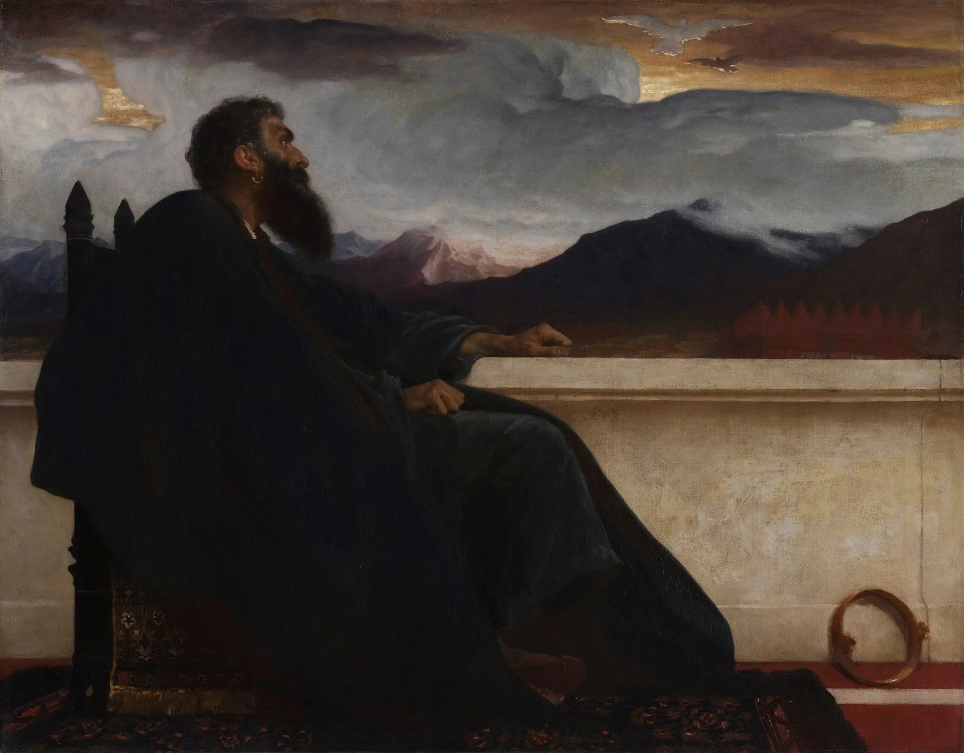 David : « Oh ! si j'avais des ailes comme une colombe ! Alors je m'envolerais et je serais en repos. » Psaume 55:6 - Frederic Leighton image 1 reproduction de peinture à l’huile