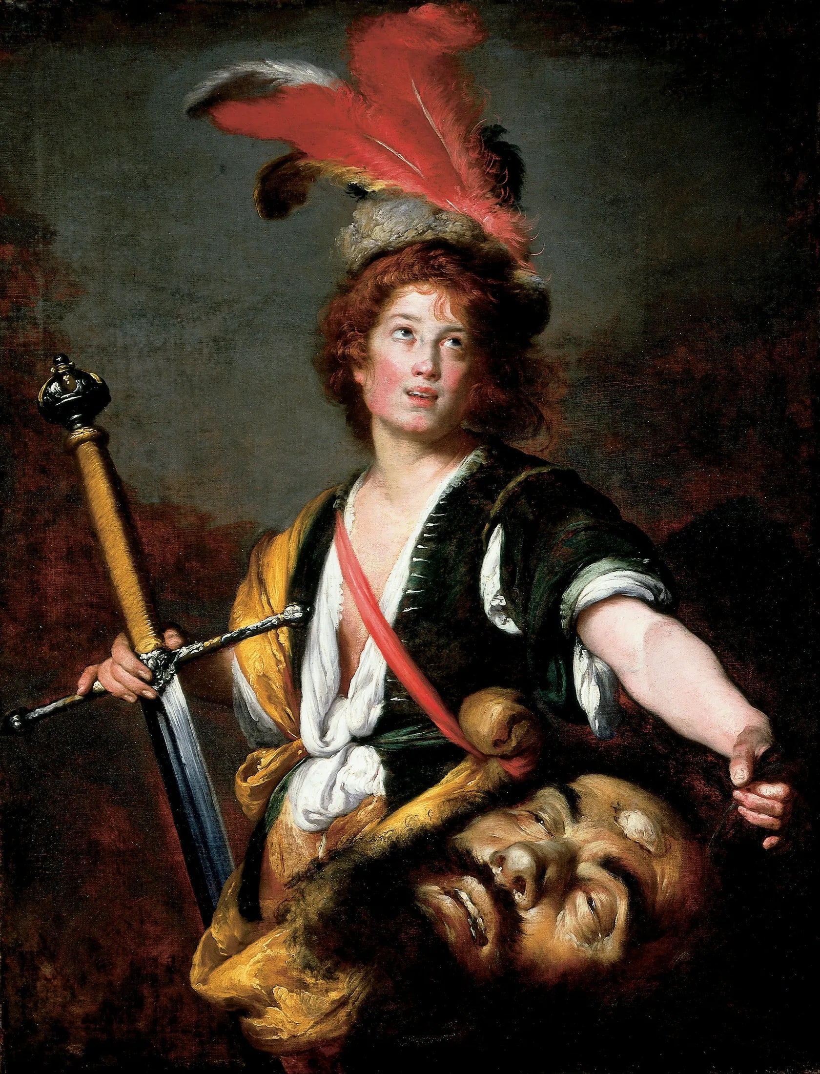 David tenant la tête de Goliath - Bernardo Strozzi image 1 copie peinte à la main à l’huile