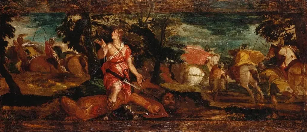 David victorieux sur Goliath - Paul Véronèse image 1 copie peinte à la main à l’huile