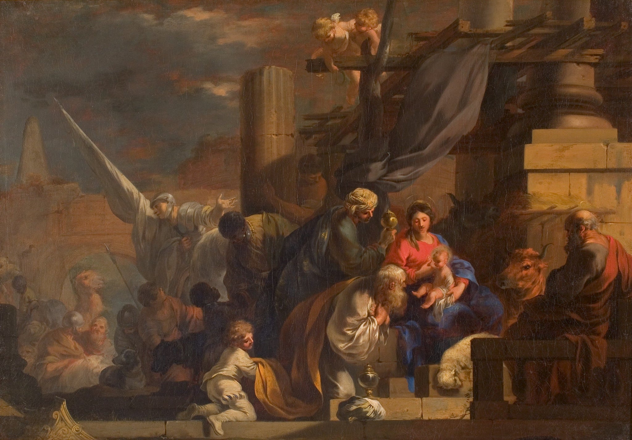 De aanbidding door de drie koningen - Sébastien Bourdon image 1 copie de tableau peinte à la main