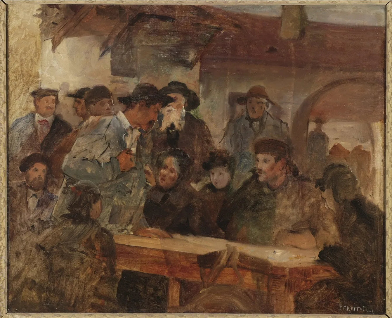 De bijeenkomst (de bespreking). - Jean-François Raffaëlli image 1 copie de tableau peinte à la main