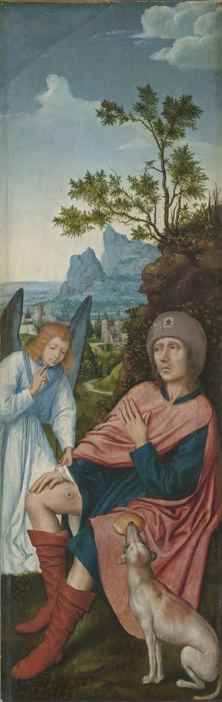 De H. Rochus en de engel - Quentin Metsys image 1 reproduction de peinture à l’huile