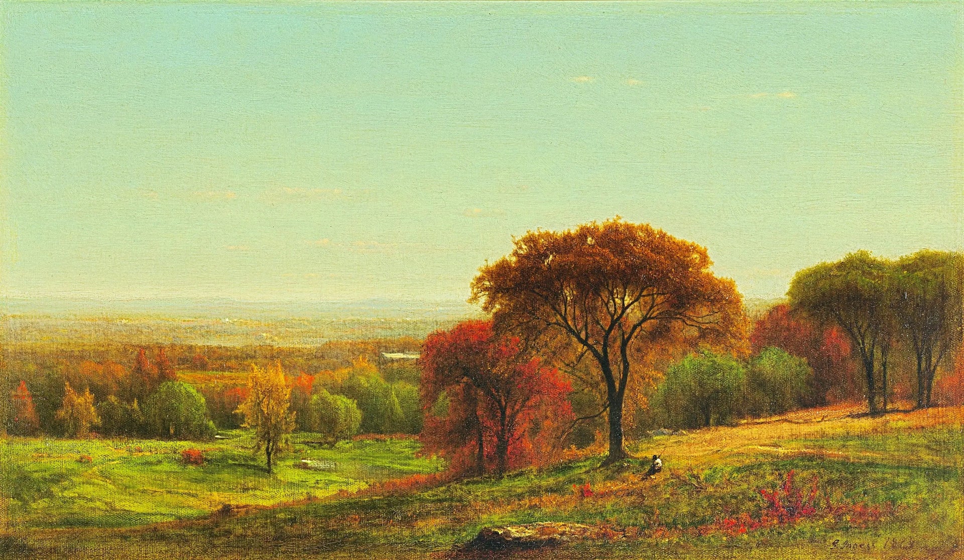 De l'autre côté de la vallée de l'Hudson, dans les contreforts des Catskills - George Inness image 1 copie de tableau peinte à la main