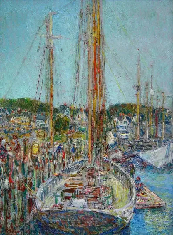 Débarcadère, Gloucester - Childe Hassam image 1 reproduction de peinture à l’huile