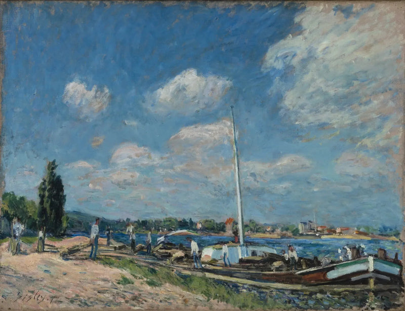 Déchargement des péniches à Billancourt - Alfred Sisley