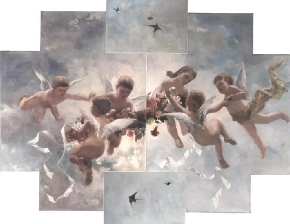 Décoration de plafond de putti et d'oiseaux - Piet Mondrian image 1 copie de tableau peinte à la main