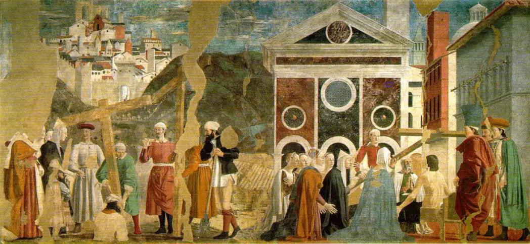 Découverte et preuve de la Vraie Croix - Piero della Francesca image 1 reproduction de peinture à l’huile