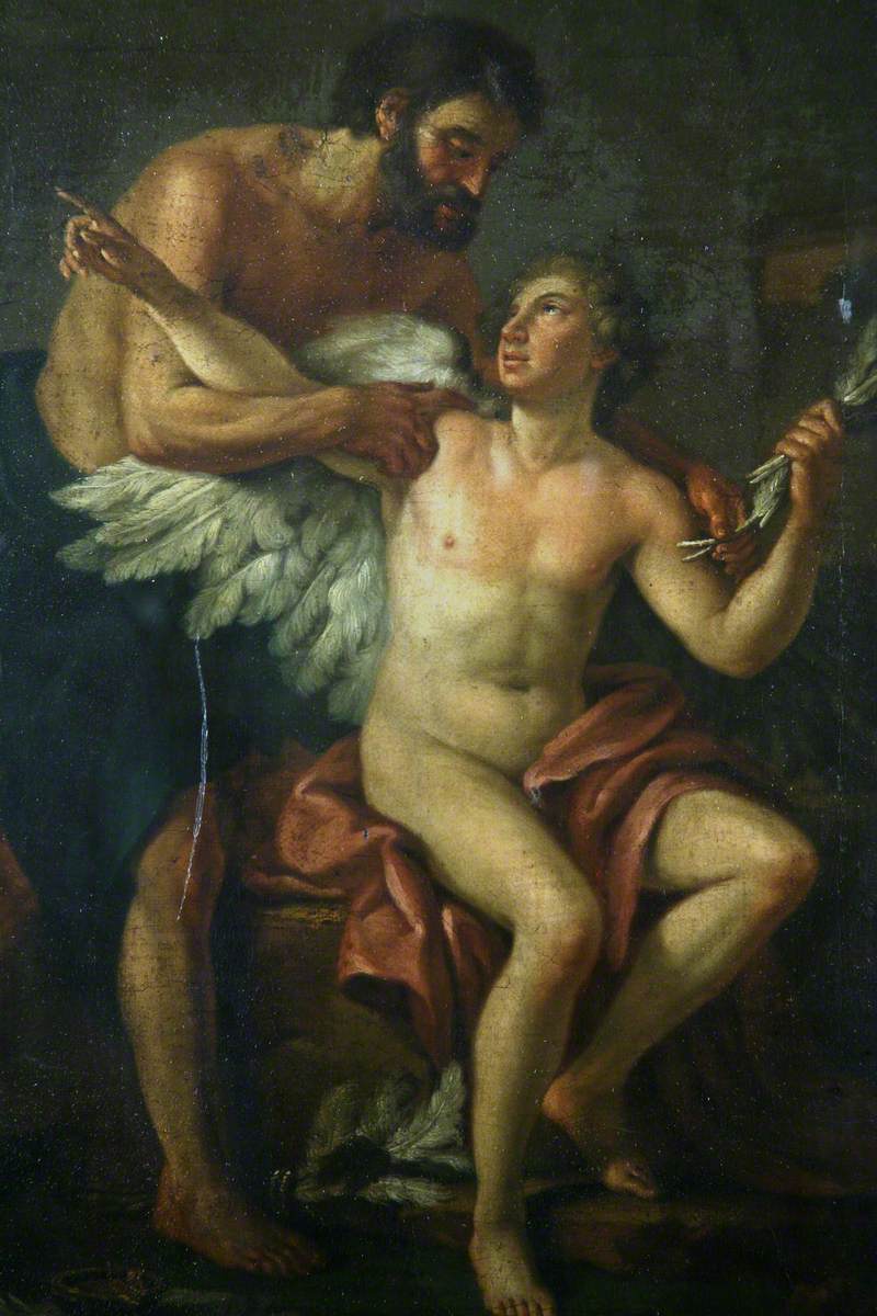 Dédale fixant ses ailes à Icare - Joseph-Marie Vien image 1 reproduction artisanale de tableau