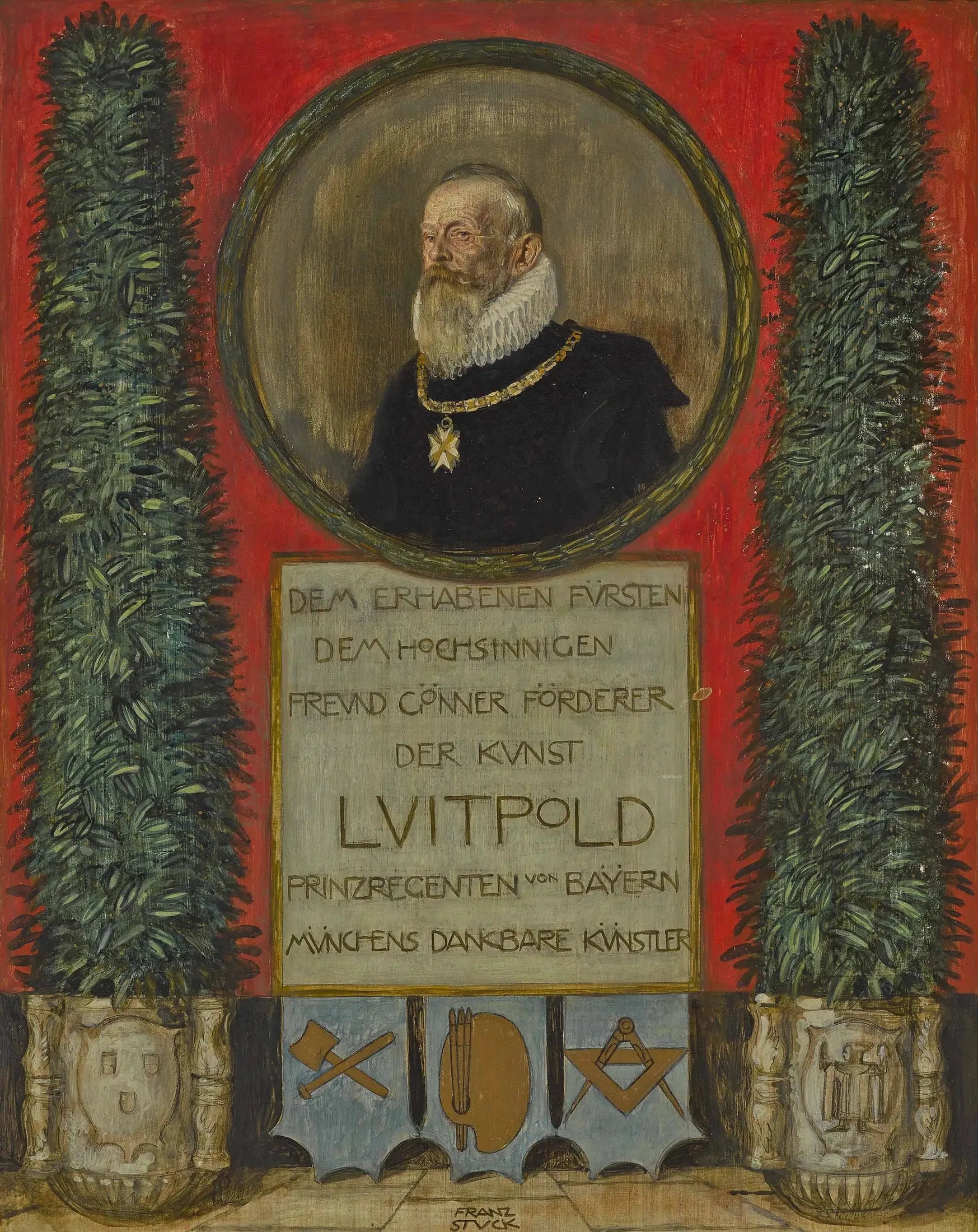 Dédicace des artistes munichois au prince régent Luitpold de Bavière - Franz Von Stuck image 1 copie de tableau peinte à la main