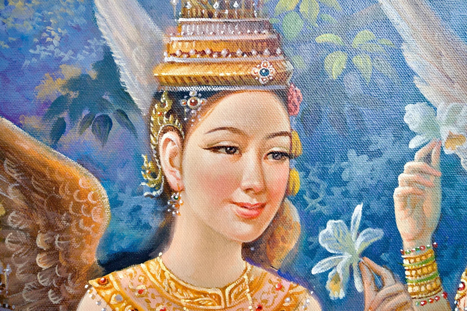 Déesse Kinnaree | 170 x 120 cm image 12 reproduction de peinture à l’huile