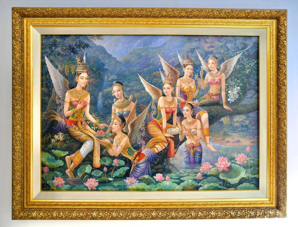 Déesse Kinnaree | 170 x 120 cm image 20 copie de tableau peinte à la main