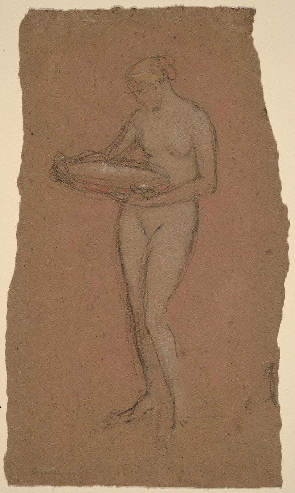 Standing Female Nude Holding a Bowl [recto], James McNeill Whistler, 1868/1873 — pastel, National Gallery of Art