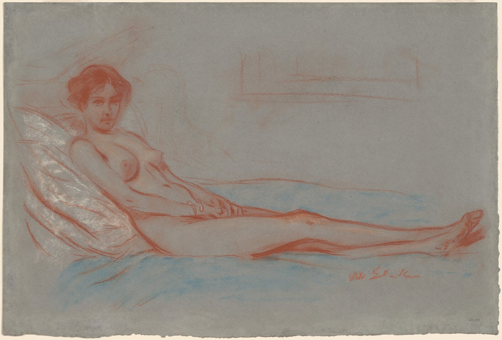 Reclining Female Nude, William James Glackens, c. 1910 — pastel, National Gallery of Art