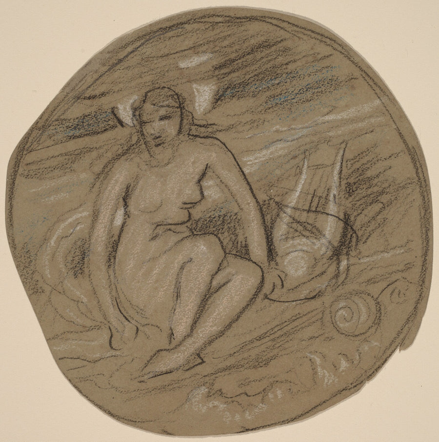 Study for "Music" - Elihu Vedder