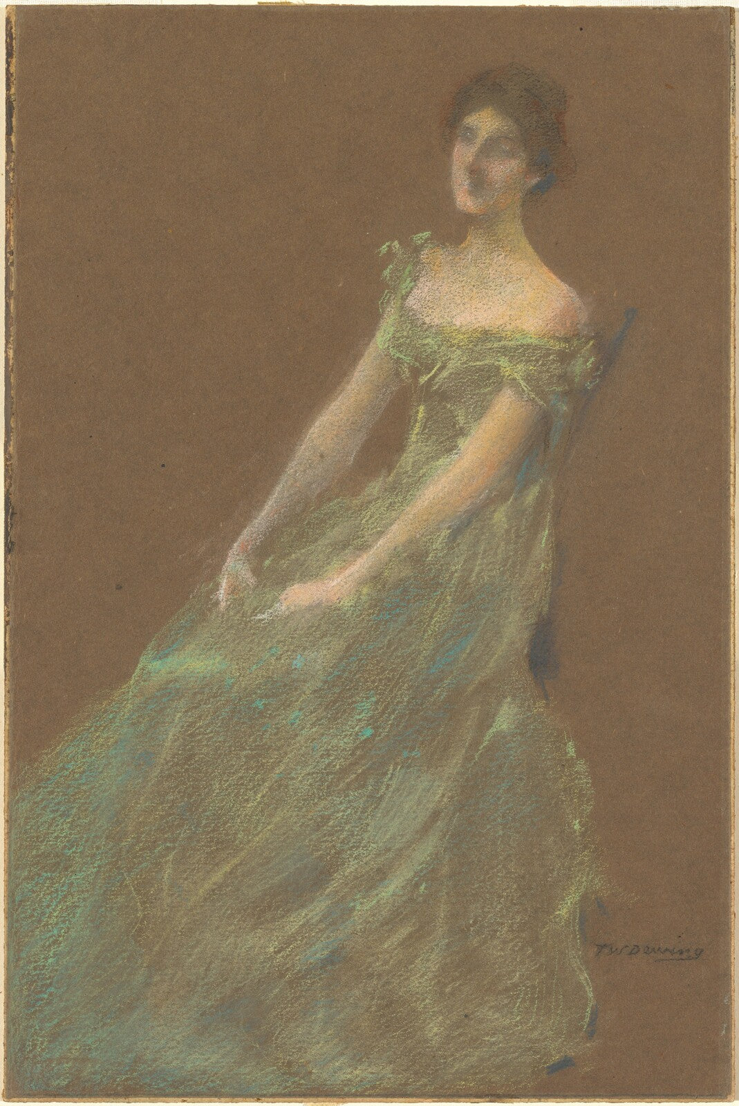 The Green Dress, Thomas Wilmer Dewing, c. 1910 — pastel, National Gallery of Art