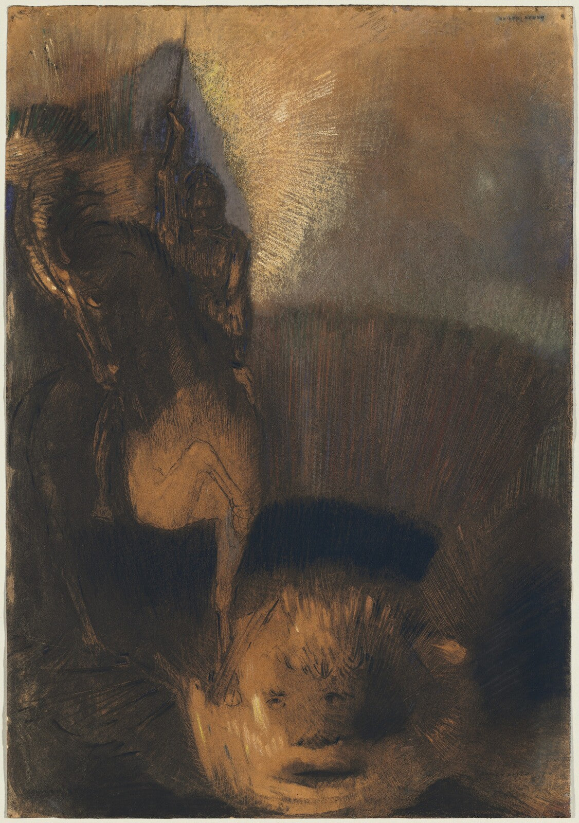 Saint George and the Dragon, Odilon Redon, 1880s and c. 1892 — pastel, National Gallery of Art
