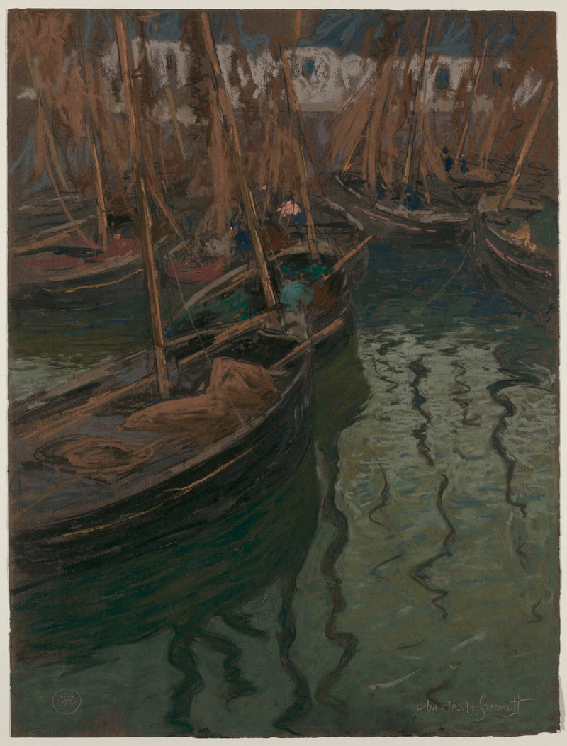 A Dock Harmony--Fishing Boats - Charles Fromuth