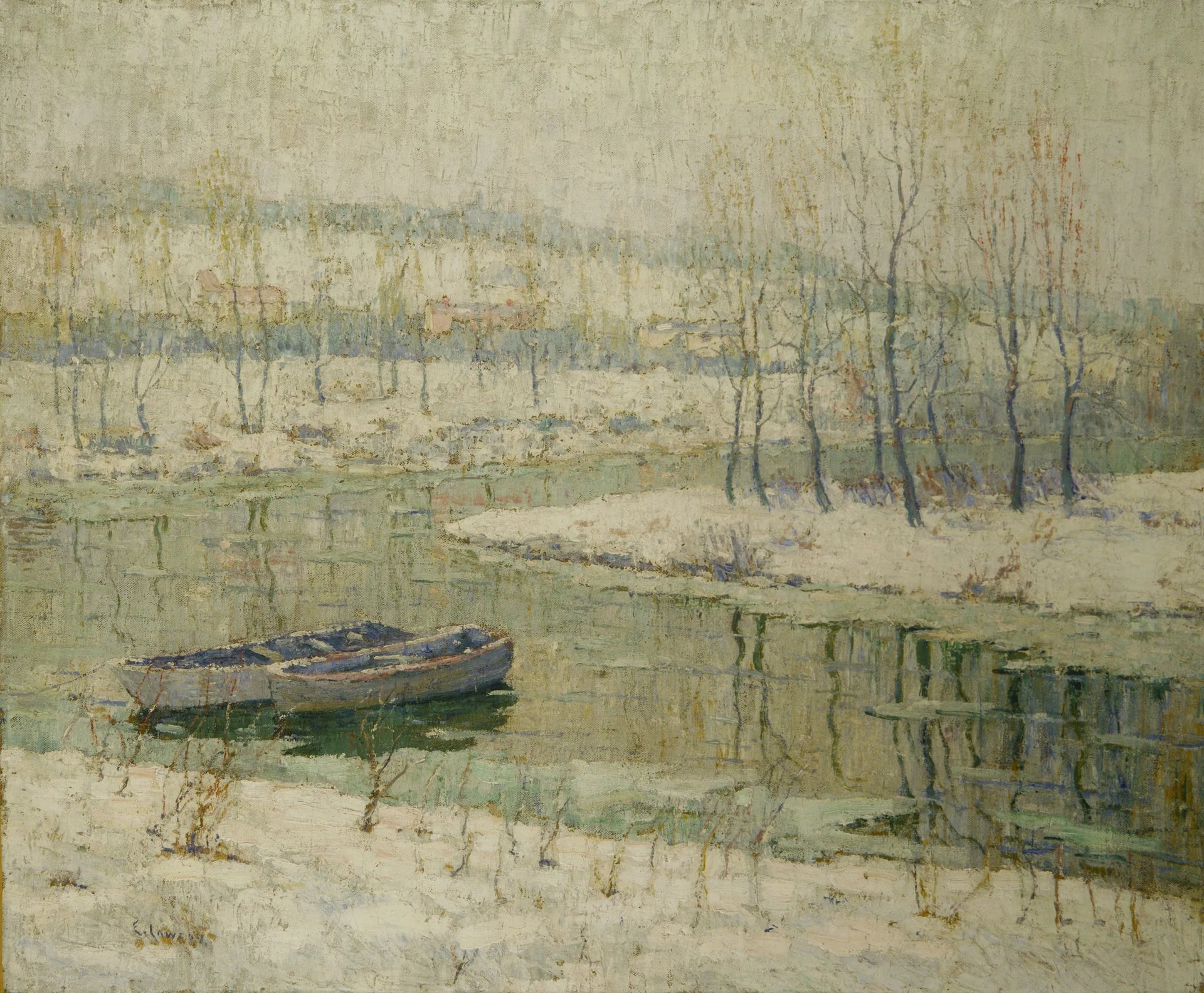 Dégel printanier - Ernest Lawson image 1 copie peinte à la main à l’huile
