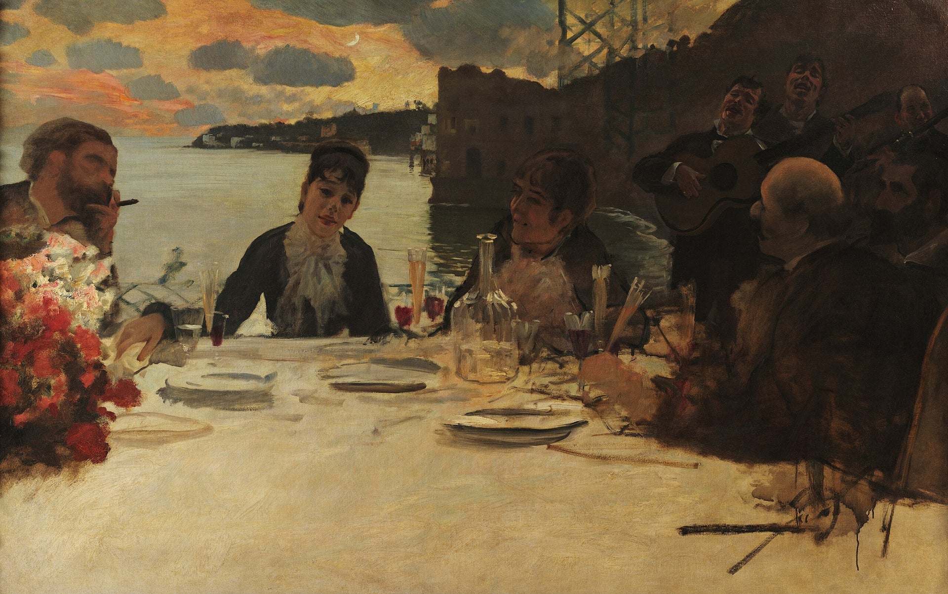 Déjeuner à Posillipo - Giuseppe De Nittis image 1 reproduction d’œuvre d’art à l’huile