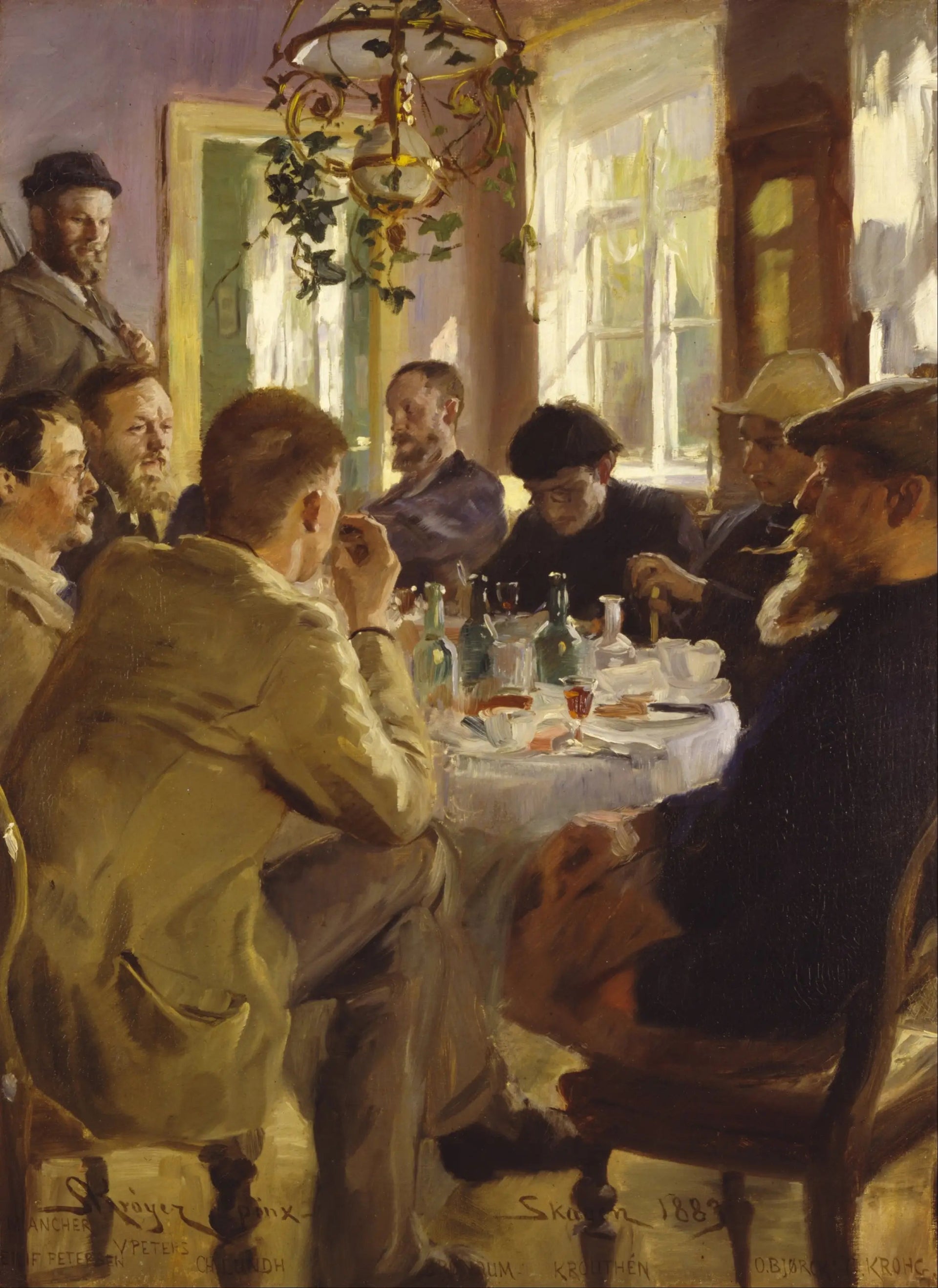 Déjeuner d'artistes à l'hôtel Brøndum - Peder Severin Krøyer image 1 reproduction artisanale de tableau