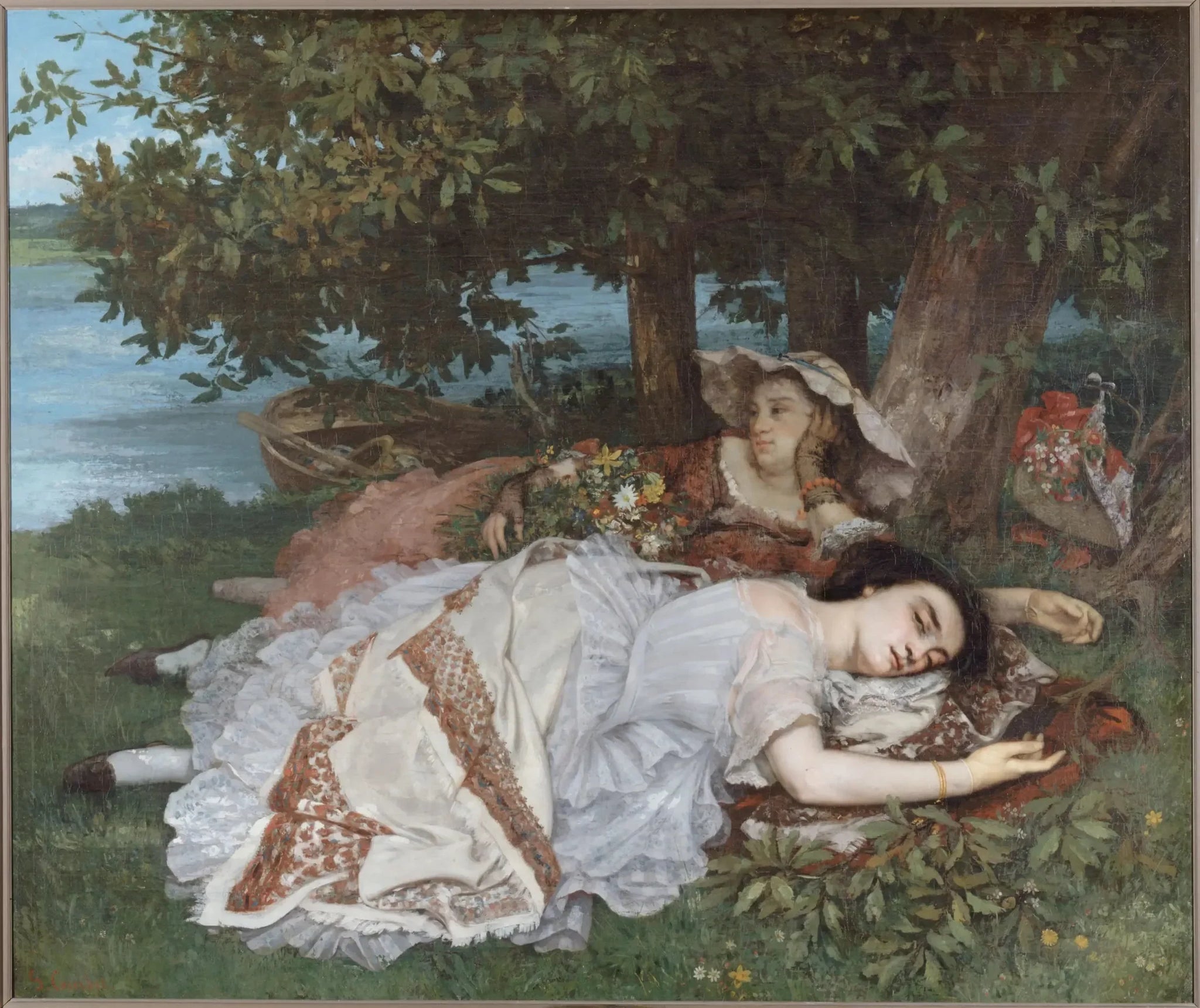 Demoiselles des bords de Seine - Gustave Courbet image 1 reproduction de peinture à l’huile