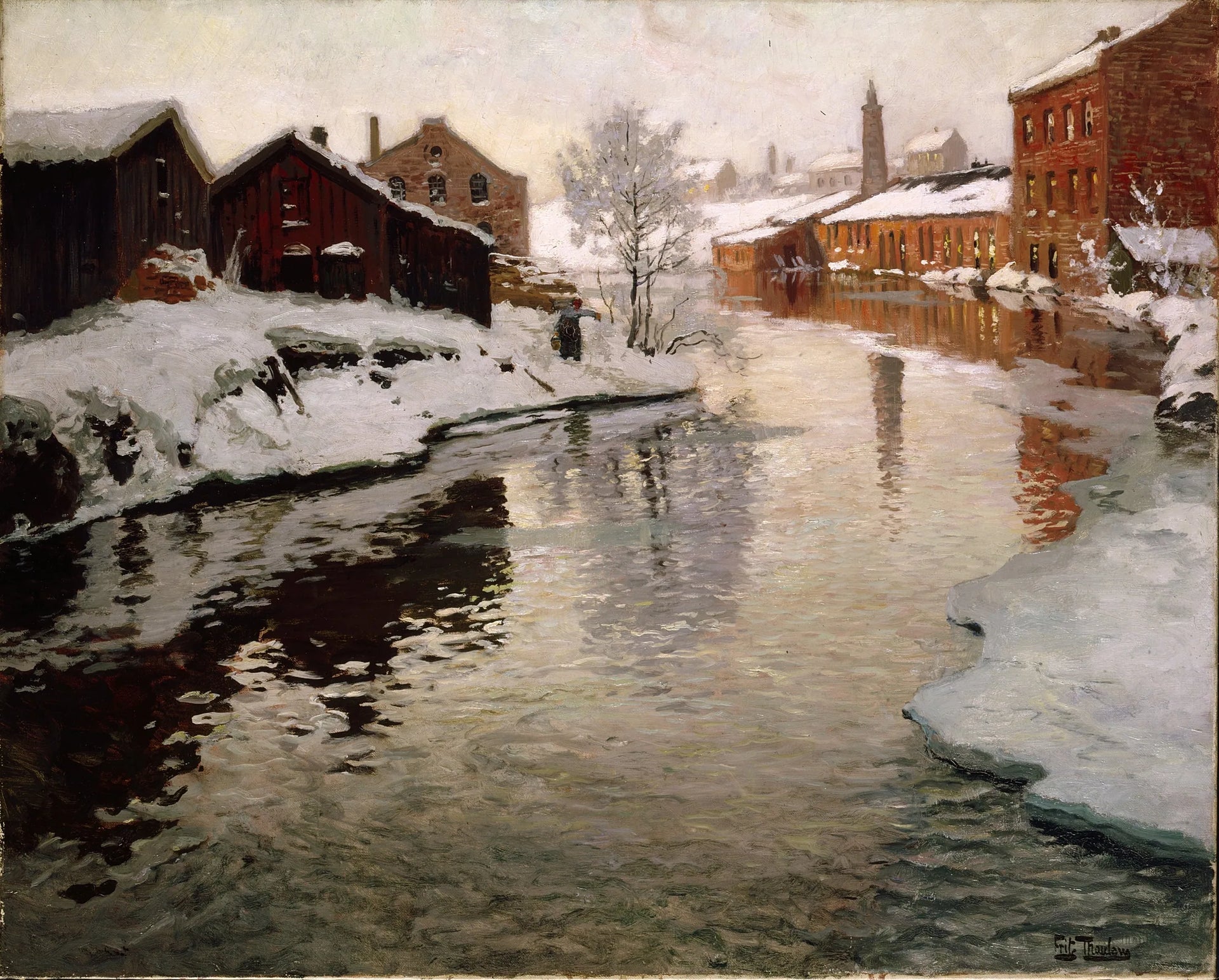 Den gamle fabrikk - Frits Thaulow image 1 reproduction artisanale de tableau