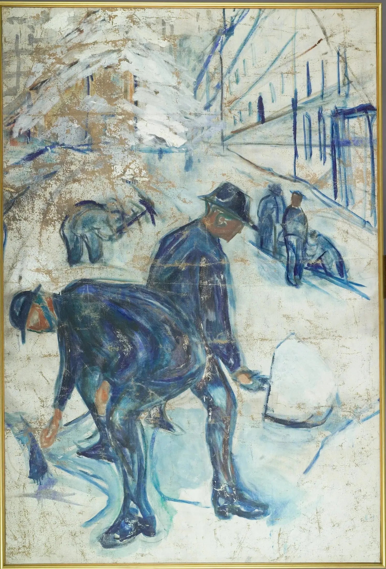 Déneigeurs sur un chantier en construction - Edvard Munch image 1 reproduction artisanale de tableau