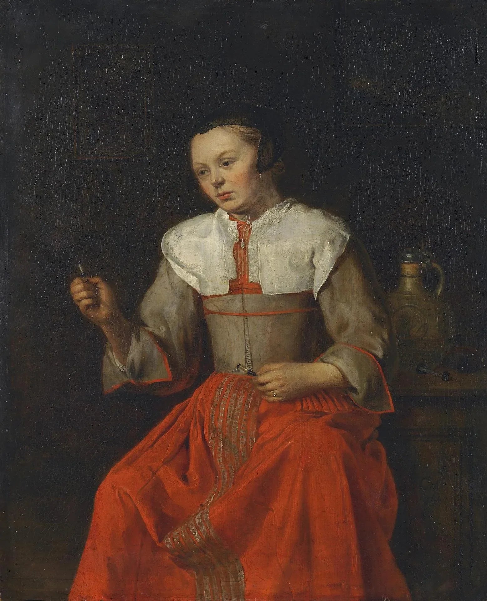 Dentellière - Gabriel Metsu image 1 reproduction de peinture à l’huile