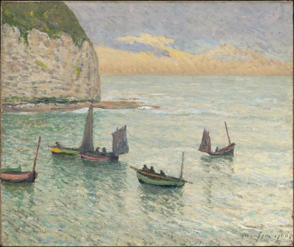Départ des bateaux de pêche, Yport - Maxime Maufra image 1 copie de tableau peinte à la main