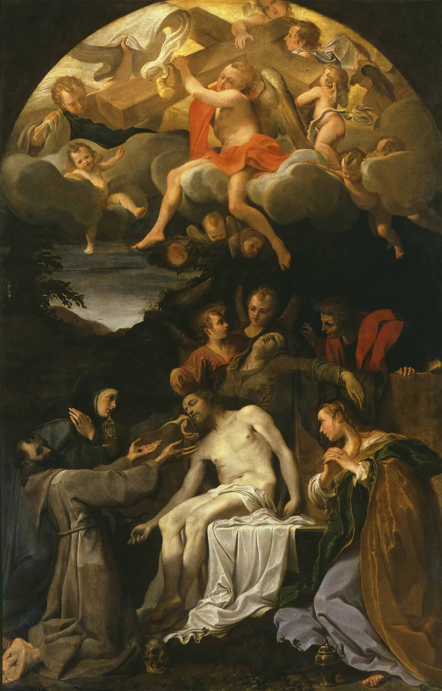 Déposition avec la Vierge et les saints Claire, François, Madeleine et Jean - Annibale Carracci image 1 reproduction réalisée par Alpha Reproduction
